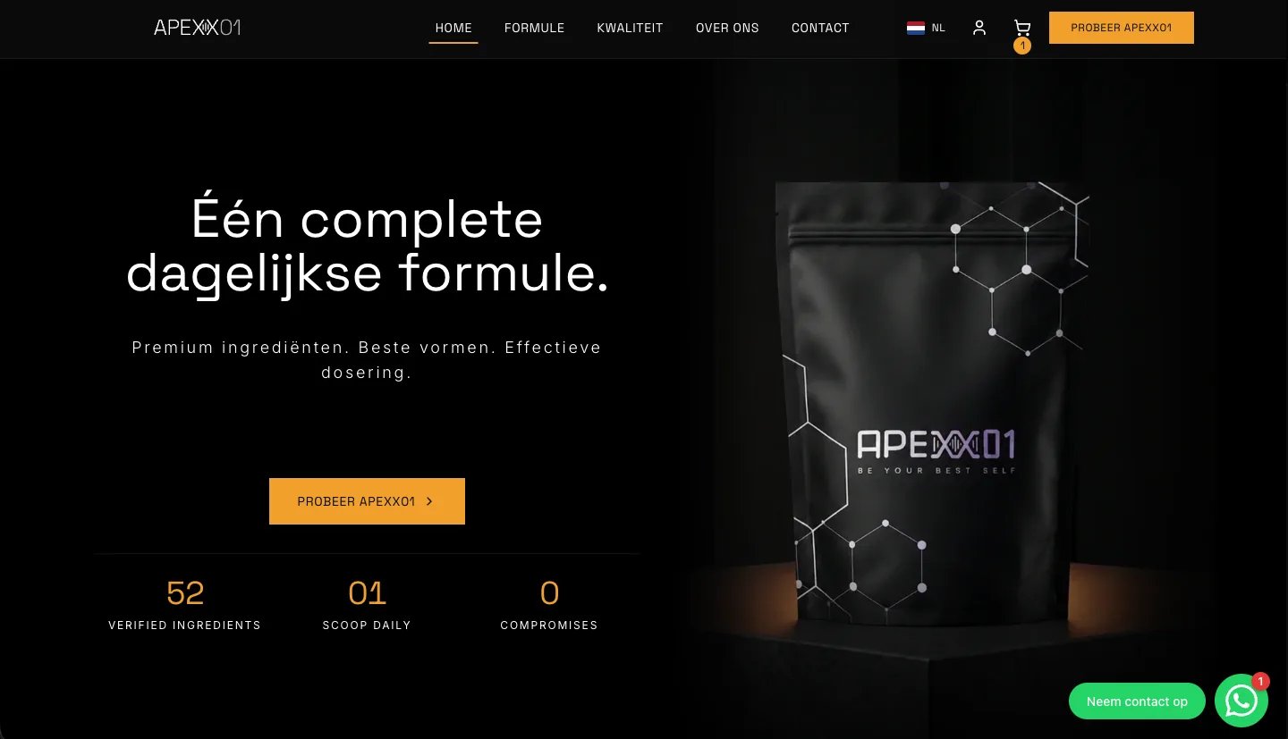 Apexx01 homepage, versie 2, 2023