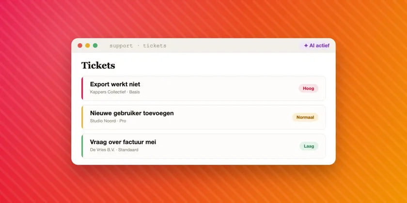 Maatwerk CRM met tickets, taken en AI-ondersteuning