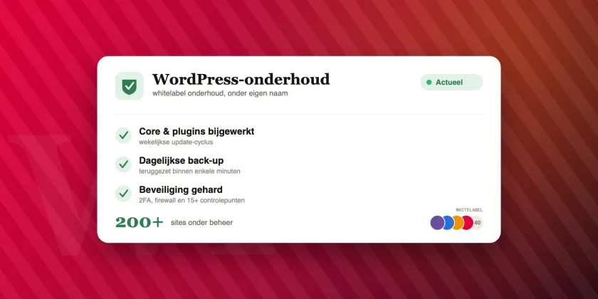 Vlootoverzicht met 200+ WordPress-sites, elke dag automatisch gecontroleerd